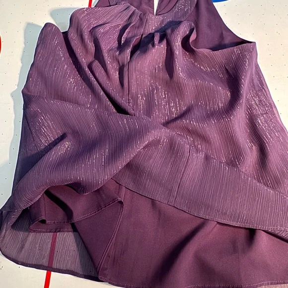 White House Black Market Purple Shimmer Sleeveless/Halter Lurex Gothic Purple - Picture 2 of 8